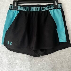 Under Armour Play Up 2.0 Women's  Athletic Shorts, Black/Venetian Blue - Size S